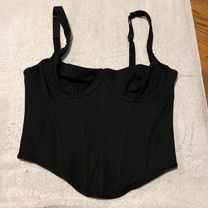 SKIMS Black Structured Bustier Crop Top